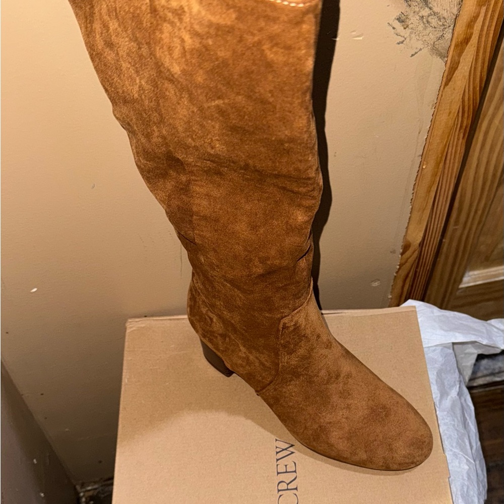 J. Crew Factory Tan Suede Heeled Boots